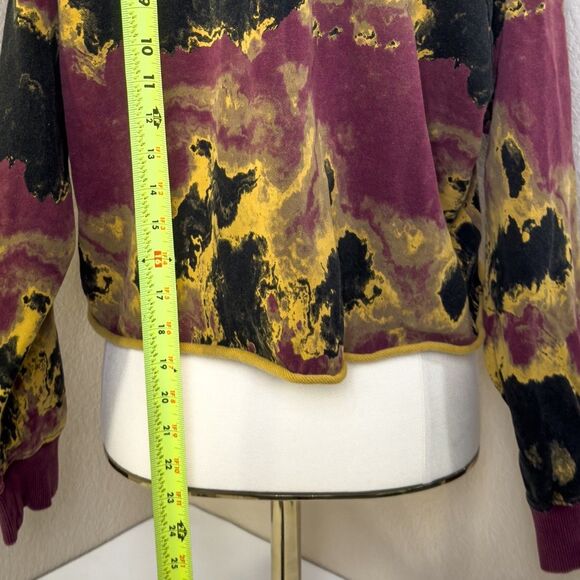 JoyLab Burgundy Yellow Black Acid Mineral Wash Activewear Cropped Sweatshirt XL - Picture 7 of 7